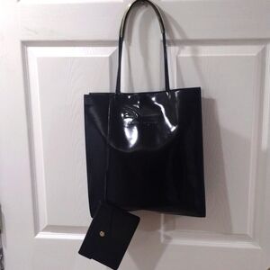 Salvatore Ferragamo Black Patent Leather Tote Shoulder Bag - Small Purse - Women